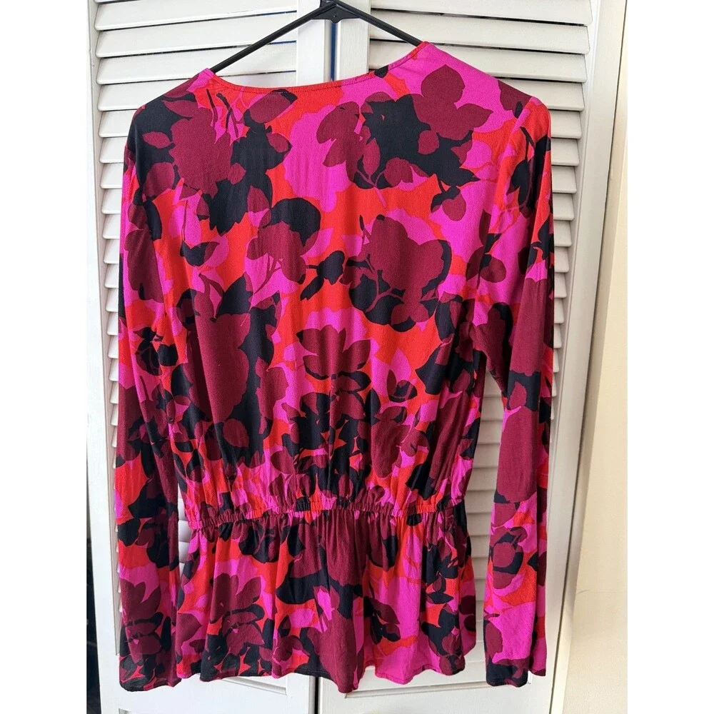 Michael Kors Women's Floral Print Blouse Size Small 100% Viscose Top Elegant